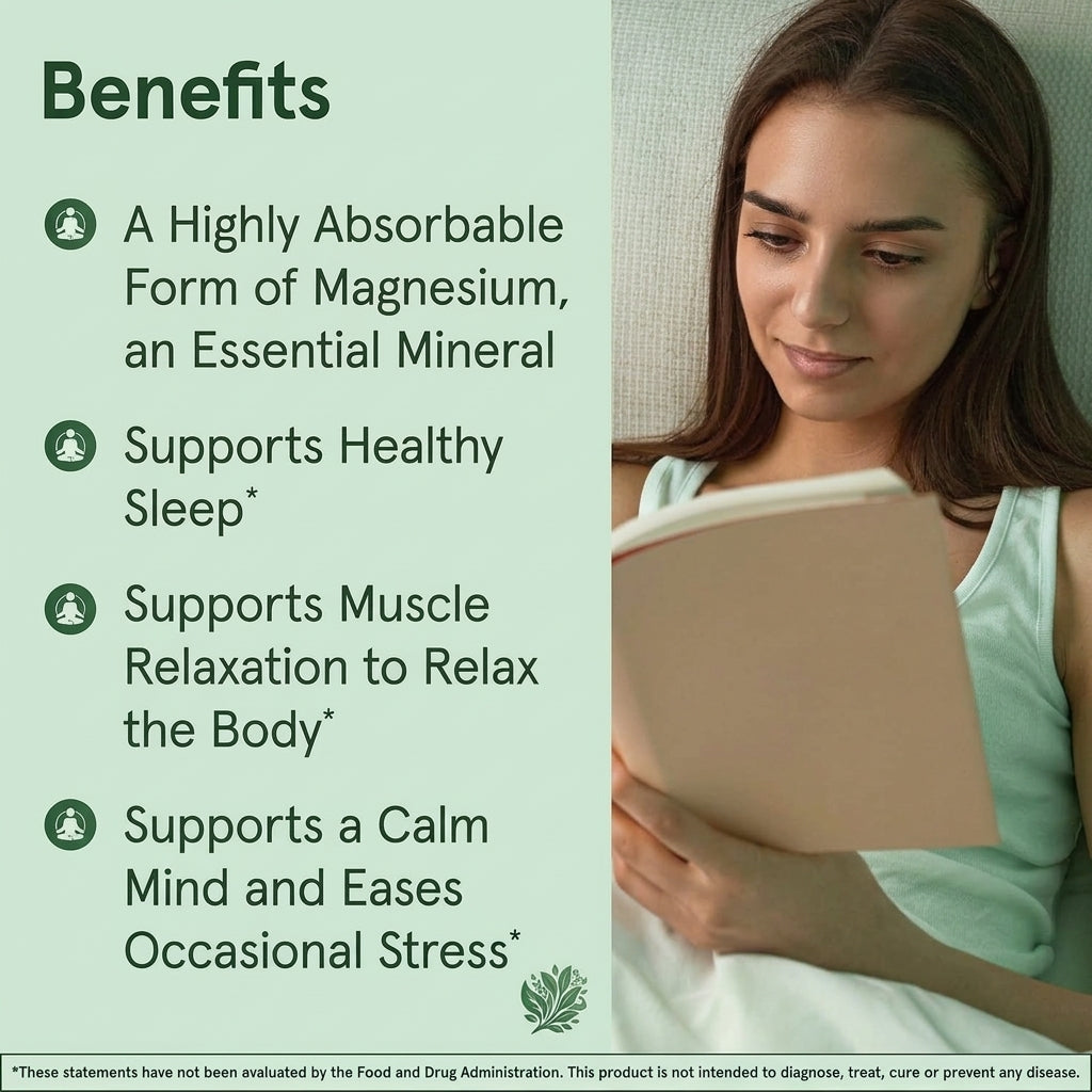 Magnesium Glycinate for Sleep, Stress & Muscle Relaxation  High Absorption, Gentle Formula